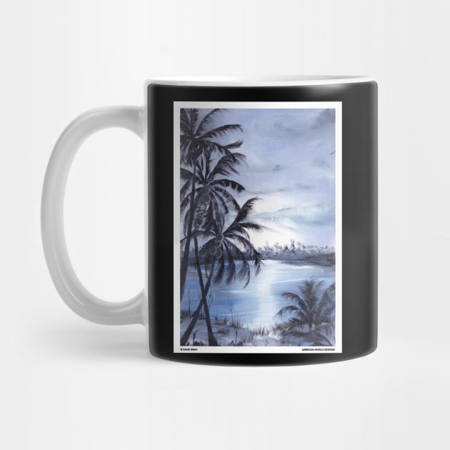 Blue Sunset On The Beach Nature Landscape Novelty Gift by Airbrush World